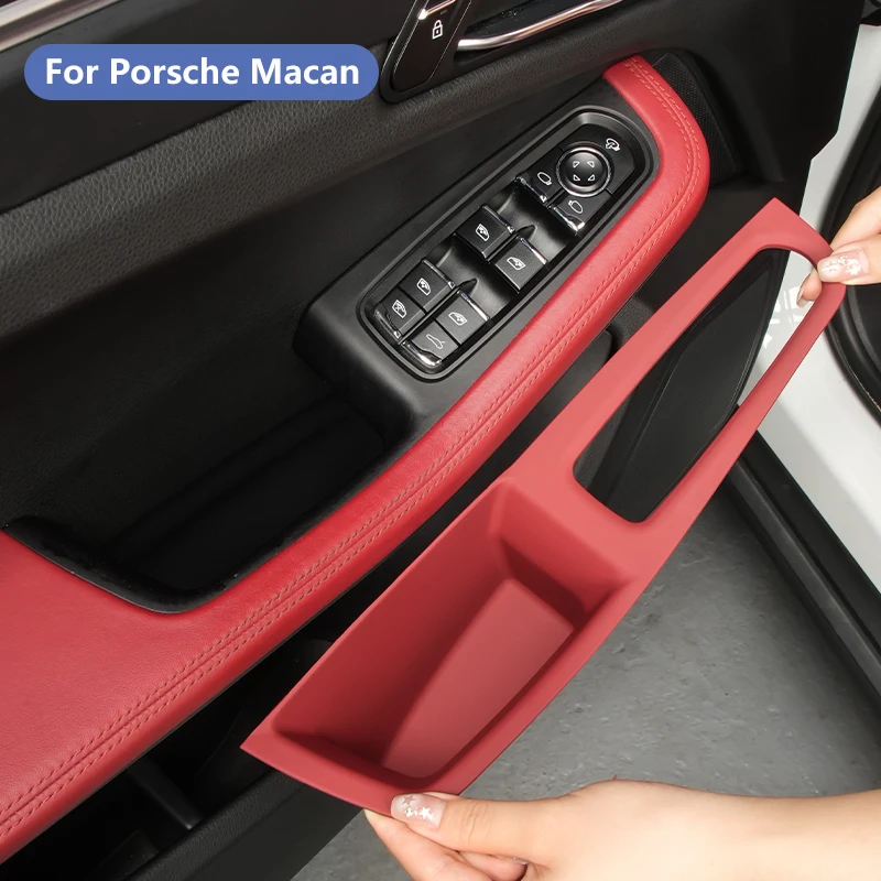 For Porsche Macan LHD Car Door Inner Handle Panel Cover Door Handle Storage Organizer Protector Stickers Interior Accessories