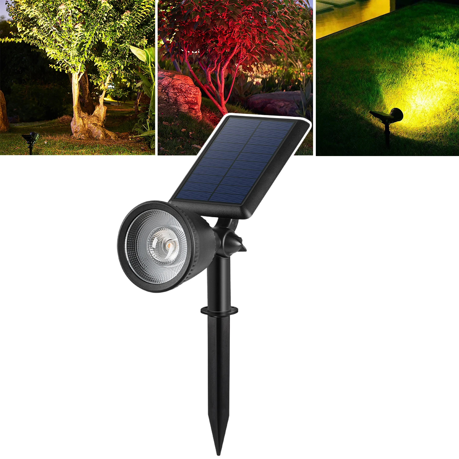 

Светодиодный прожектор на солнечной энергии, лампа для сада, двора, патио, ландшафтного освещения LP65, водонепроницаемый датчик света, управление наружным освещением