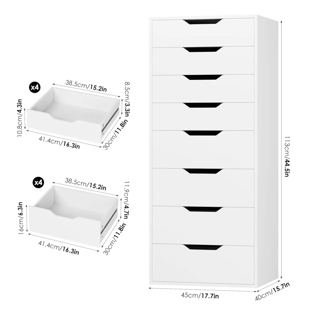 

Tall White Dresser, 8 Drawer Dresser with Groove Handles, White Tall Dressers, Modern Chest of Drawers with Large, Customized