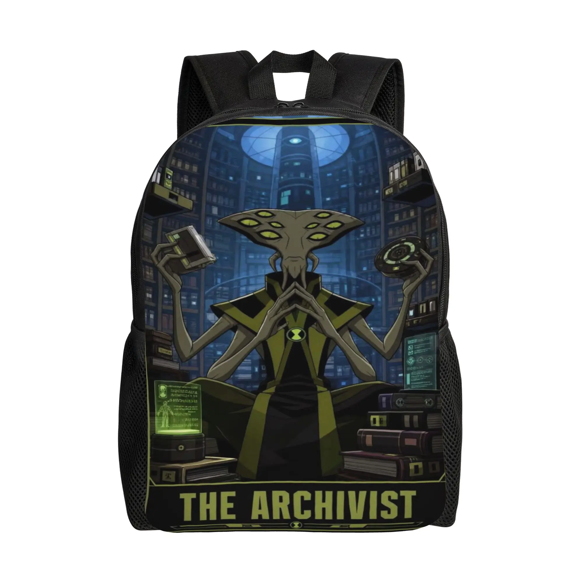 Back to school season Archivist Multi Eyed Alien Library Hologram Knowledge Rucksack  Men Women Adult Vintage Backpack