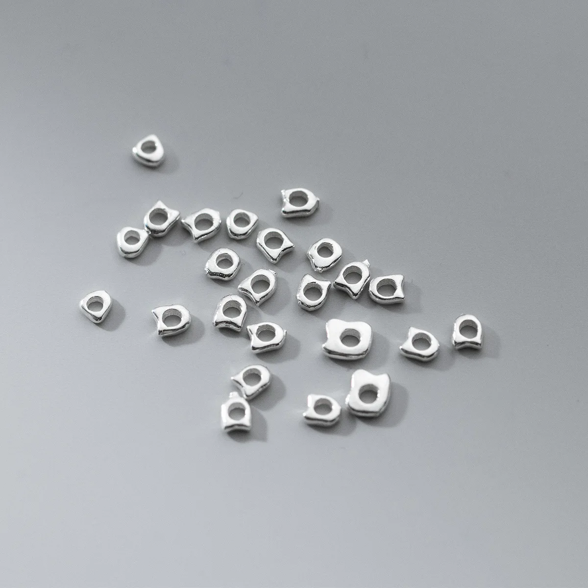 1g(10-20)pcs/Lot 925 Sterling Silver Irregular Flat Loose Beads 3.5-4.5mm Mix Size Silver Spacers Shims DIY Jewelry Accessories