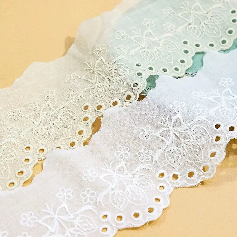 1Yard 75mm Wide Cotton Lace Clothing Accessories Home Doll Skirt With DIY Decorative Embroidery Lace Fabric lace for needlework