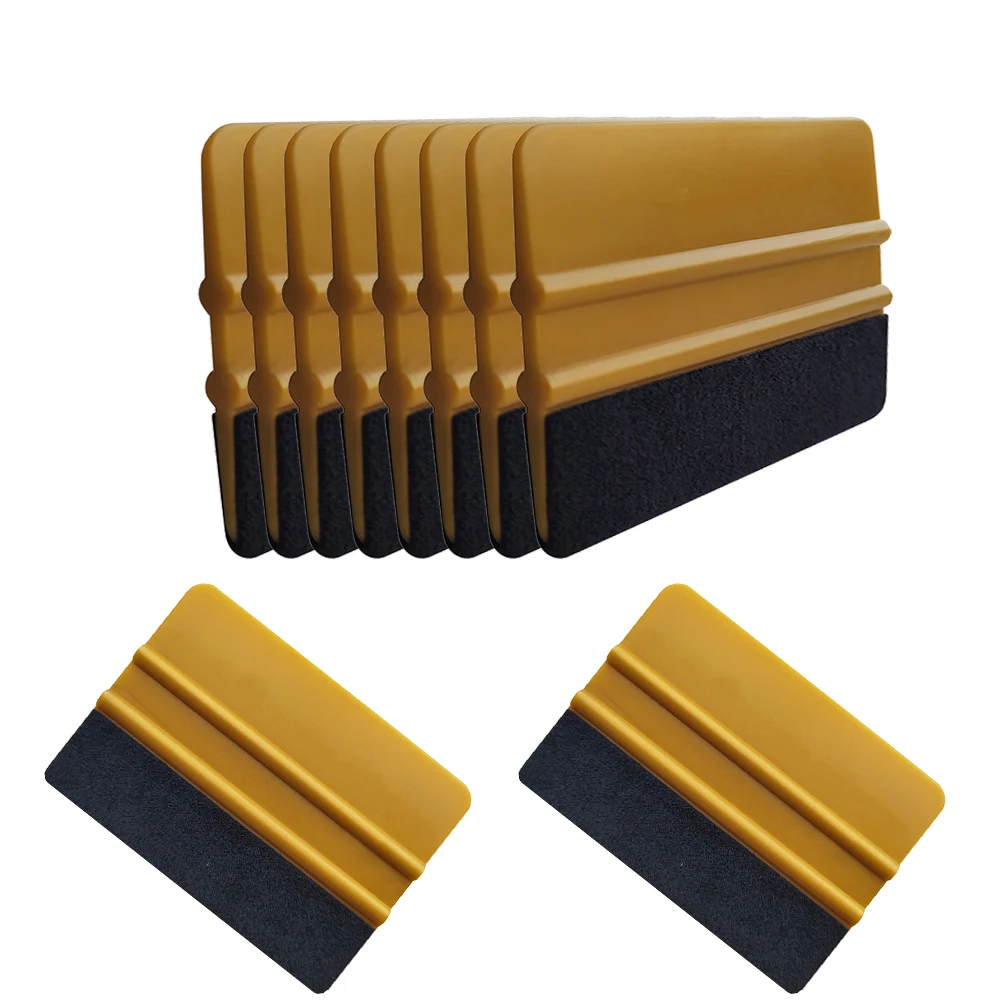 10pcs Gold Carbon Fiber Film Vinyl Fabric Felt Card Squeegee Car Wrap Window Tint Cleaning Scraper Sticker Remover Tools A62F