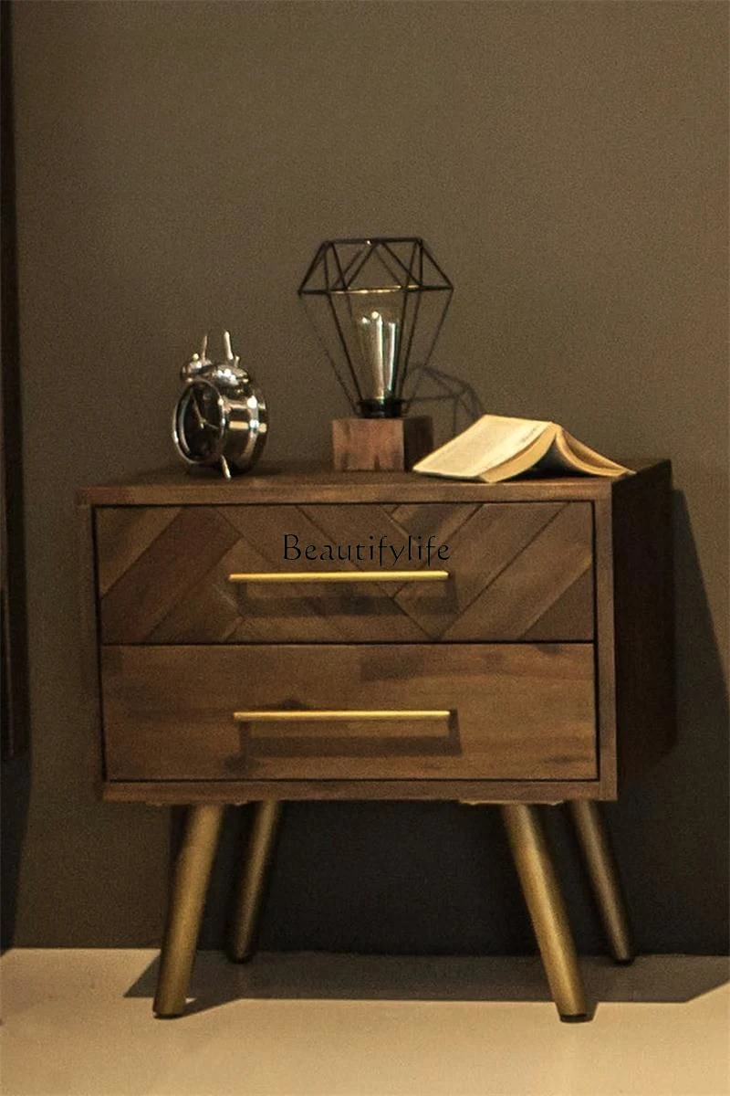 Bedside Table Nordic Solid Wood Simplicity Modern Bedroom Bedside Storage Light Luxury Locker