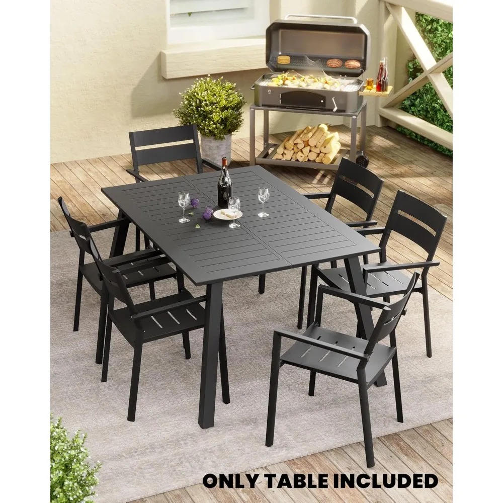 Patio Expandable Dining Table, Outdoor Square Table for 6 To 8, for Lawn Backyard Deck Porch Garden Bistro Poolsid Indoor Black