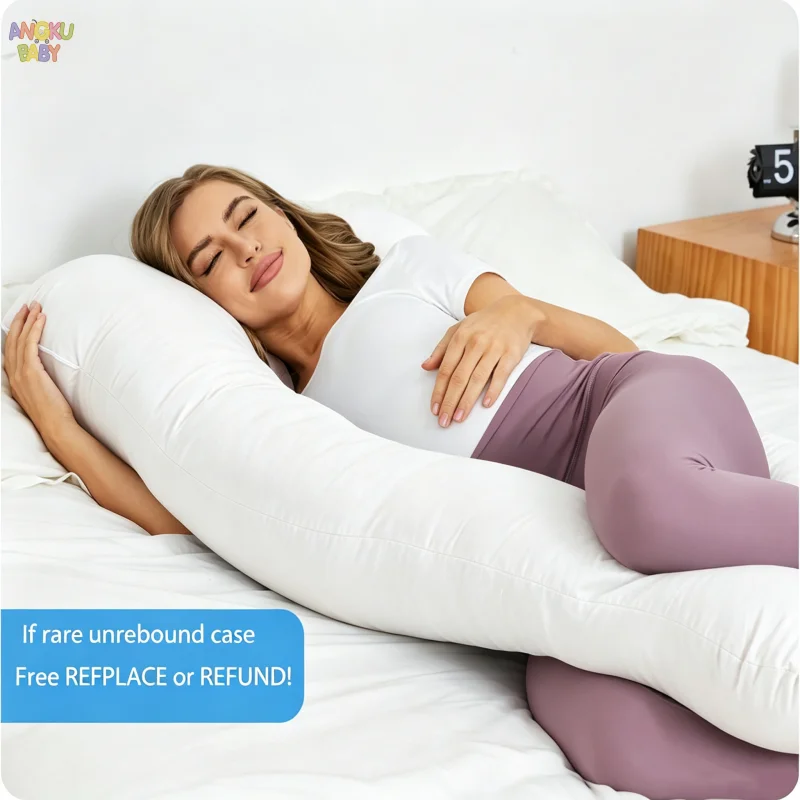 Almohada de Embarazo en Forma de U para Dormir, Cojín de Soporte Corporal para Embarazadas, Desmontable y Lavable, Almohada de Lactancia