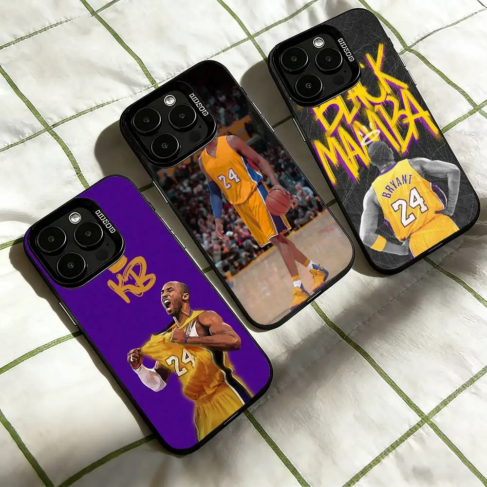 

Basketball Fan K-Kobe B-Bryant Phone Case For iPhone 17,16,15,14,13,12,11 Plus,Pro Max,XS,Colored Silver Plated Inside Cover