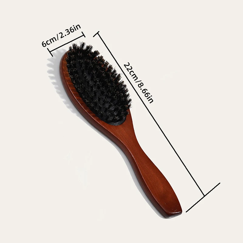 New Arrival Hair Brush Wood Handle Boar Bristle Beard Comb Styling Detangling Straighten Brown Lotus Boar Bristles Massage Comb