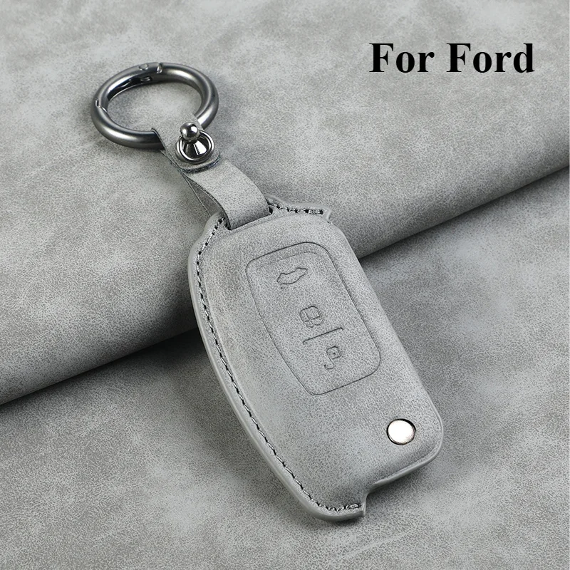 

Leather Car Flip Key Case Cover Shell For Ford Focus 2 3 Ecosport C-Max S-Max Ka Mondeo Kuga Galaxy Fiesta Keyless Protector Fob