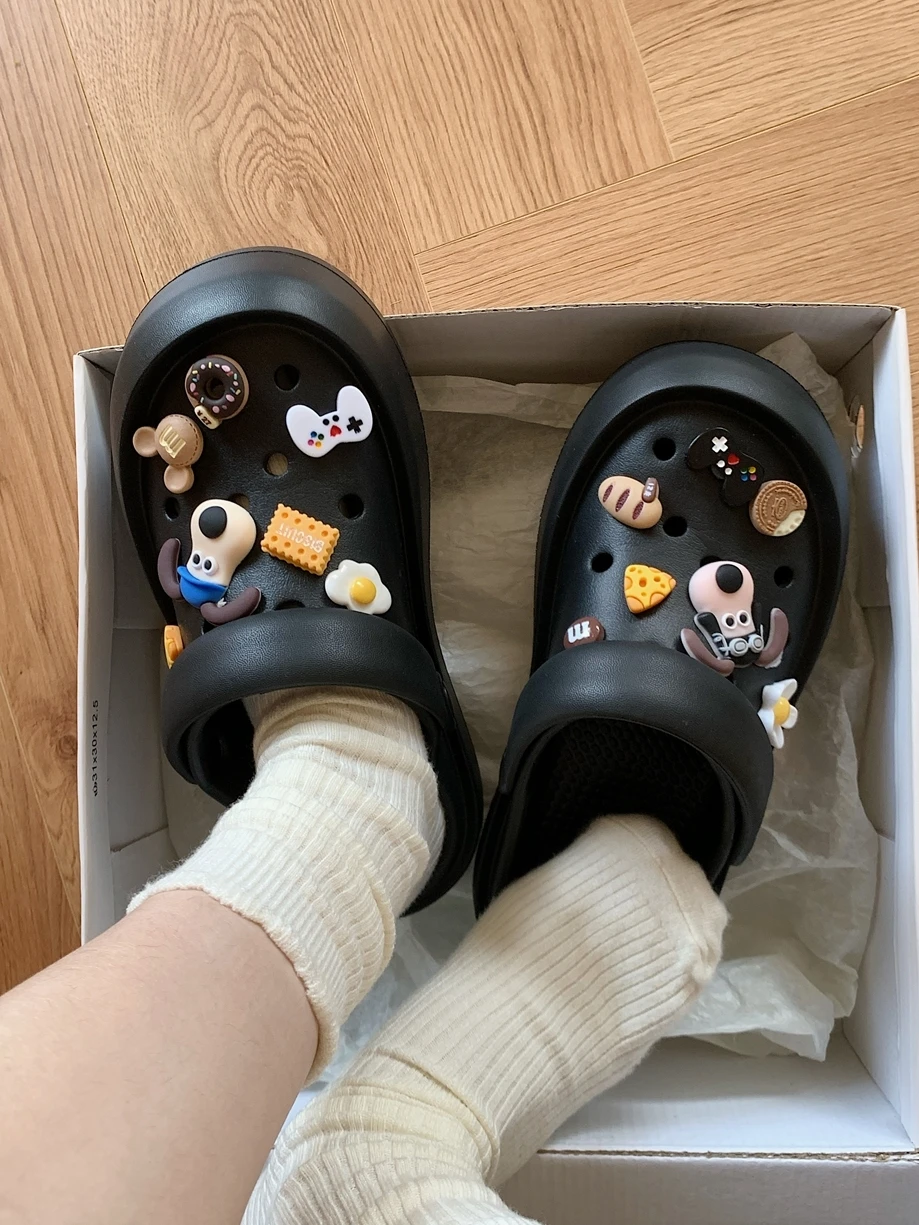 

Man Women Garden Shoes Fun DIY Cute Dog Hole Slippers For Women Anti Slip Thick Soles Parent-child 2024 Summer Beach Sandals