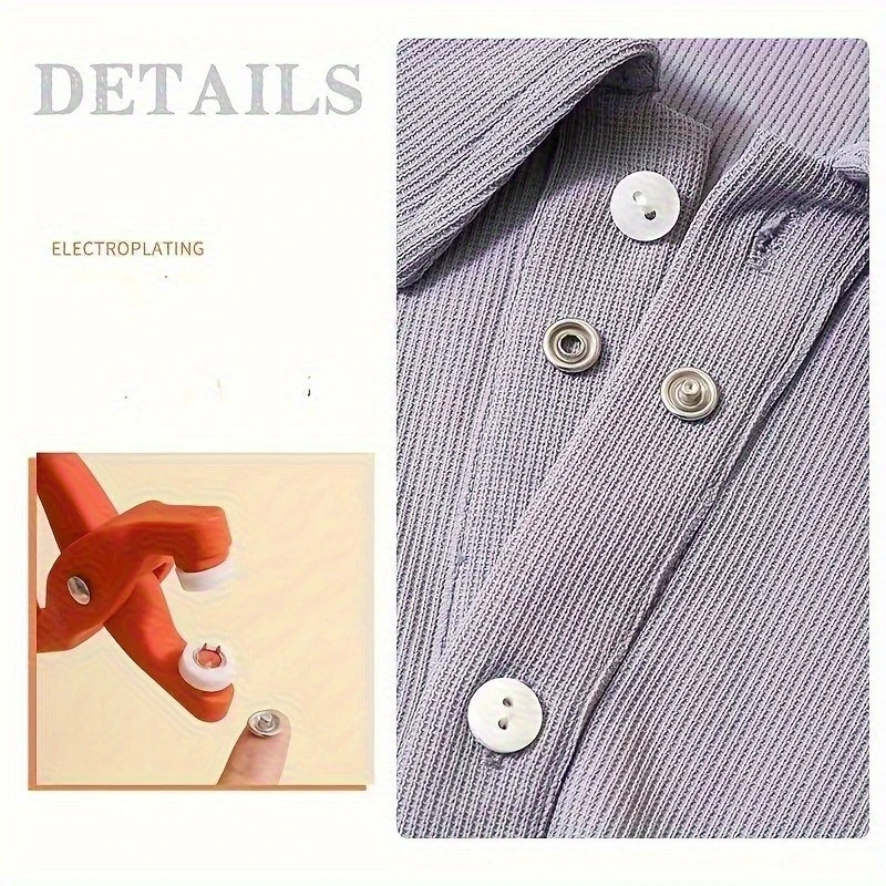 1 Set with 50Pcs Snap Buttons & Hand Press Pliers, Stainless Steel Fastener Kit for Clothes, Hats & Bags, DIY Installation Hand