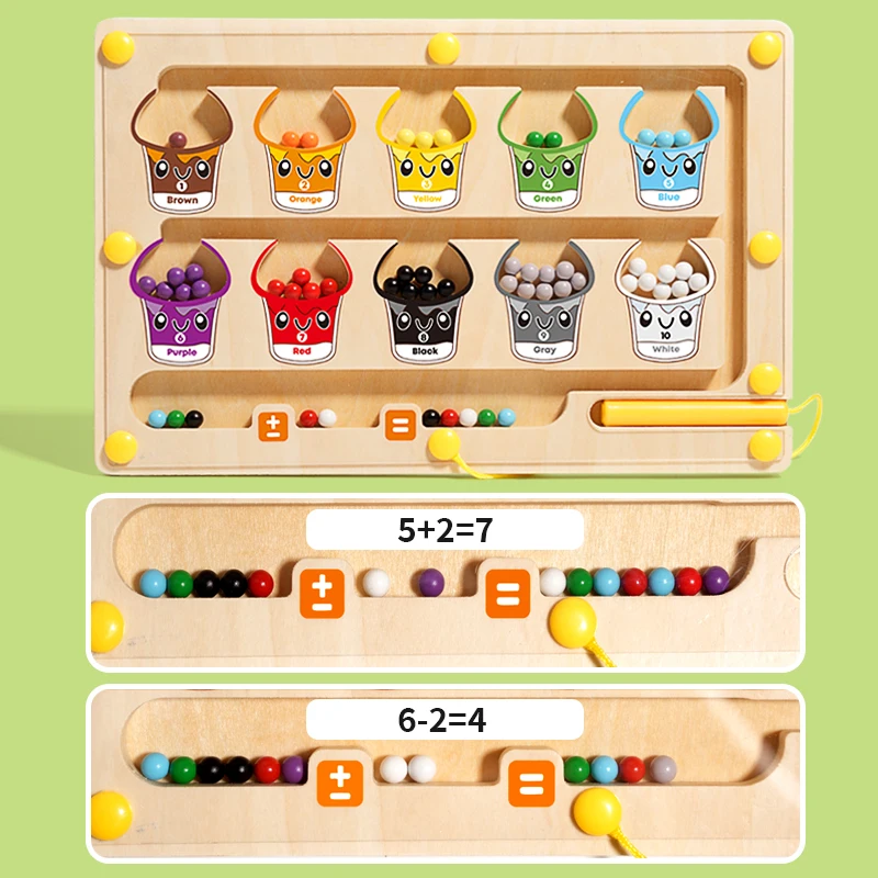 Magnetyczna tablica edukacyjna 2w1: labirynt do sortowania kolorów i tablica do rysowania, zabawki Montessori dla maluchów, nauka dopasowywania liczb, nauka liczenia, aktywności przedszkolne.