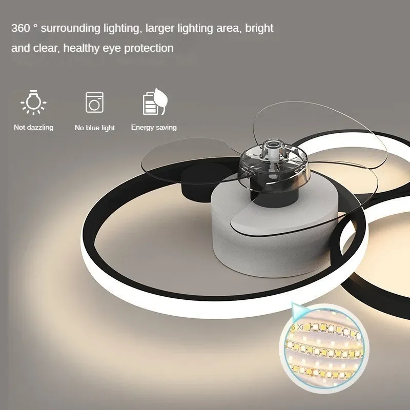 Lámpara de ventilador de techo para dormitorio nórdico, lámpara de techo integrada para el hogar, sala de estar, restaurante minimalista moderno con