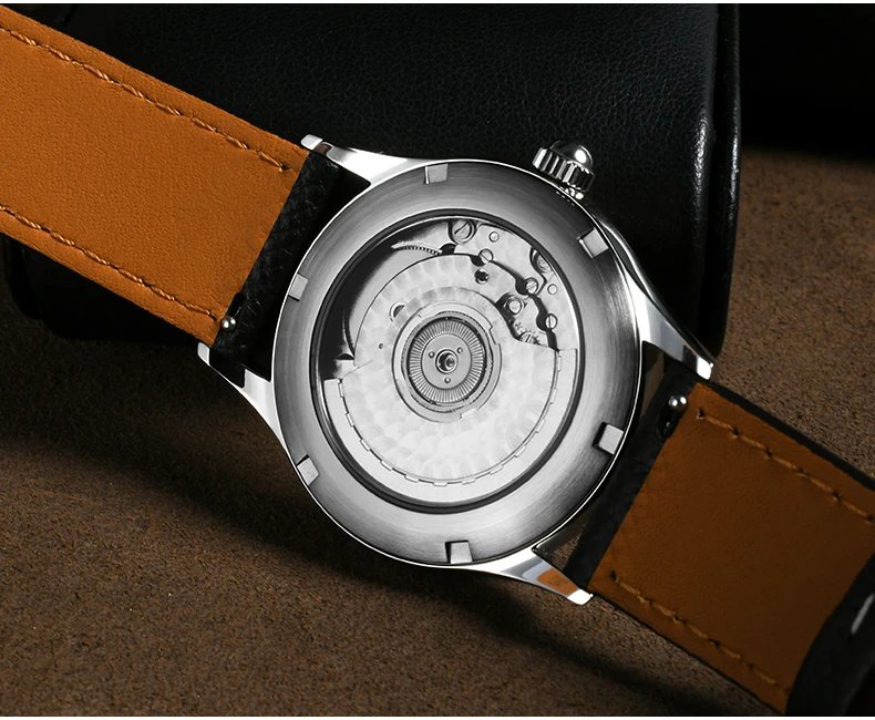 산 마틴 남자 자동 시계 37mm 럭셔리 기계식 손목 시계 사파이어 10ATM 방수 3D 질감 다이얼 ST1812