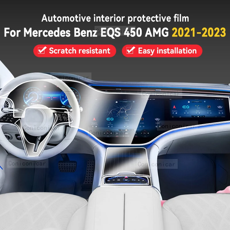 

For Merceds Benz EQS 450 AMG 2021-2023 Car Gearbox Panel Film Dashboard Protective Sticker Interior Anti-Scratch Accessories