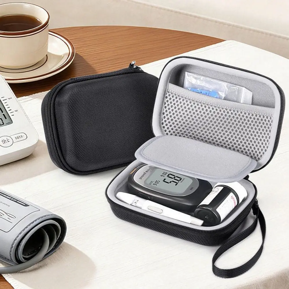Portable Blood Glucose Meter Case Dividers Hard Shell Diabetes Protective Pouch Wear-resistant Shockproof