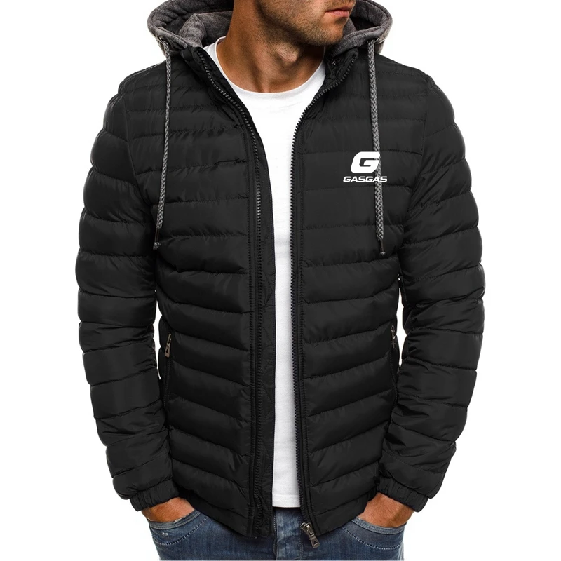 MotorcyclesGasGas Warm Jacket Men New Autumn And Winter Hooded Parkas Men\'s Fashion Casual Lightweight Cotton Padded Jacket Coat