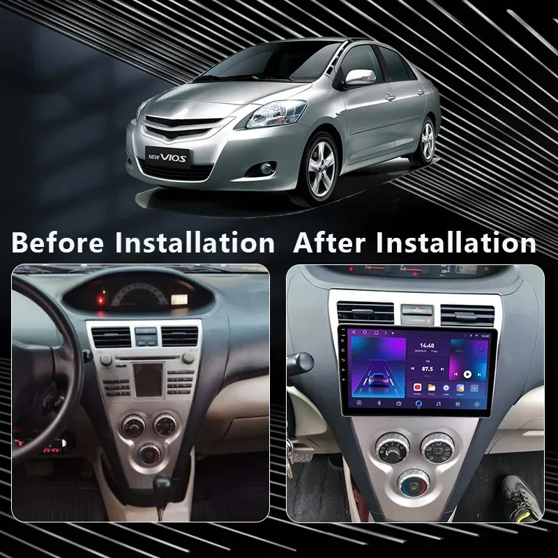 Car Radio For Toyota VIOS Yaris 2007 2008 2009 2010-2012 Multimedia Video Player AI Voice 4G GPS Carplay Auto stereo Android 13