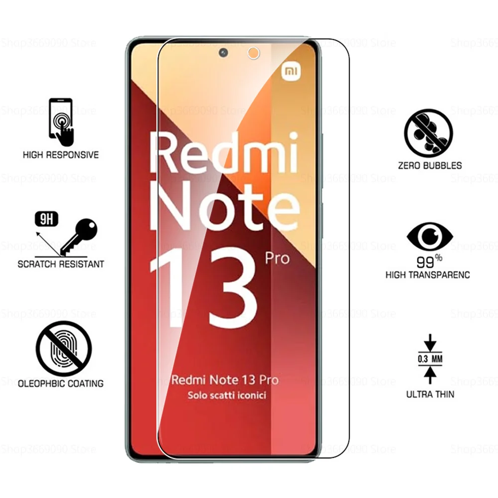 2 Stück gehärtetes Glas für Xiaomi Redmi Note 13 Pro 4G 5G Schutzglas auf Redmi Note13 Pro Note13 Displayschutzfolie Sicherheitsfolie