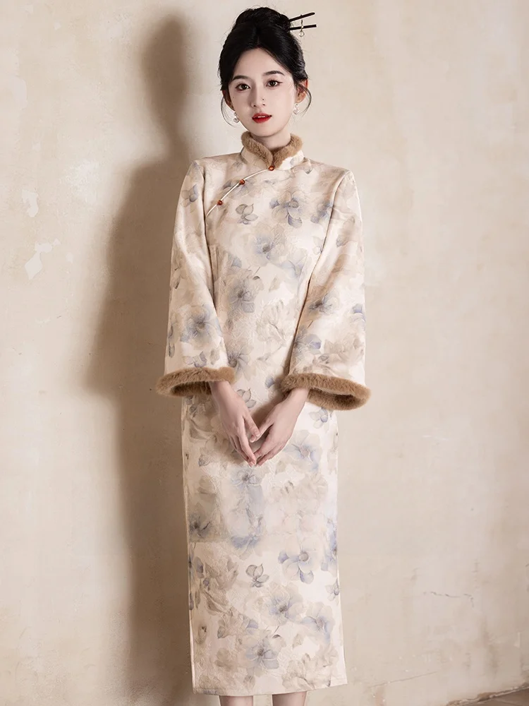 thiened-fro-2025-nouveau-hiver-fce-jeune-sle-long-sve-femme-dr-retro-quotidien-longueur-moyenne-a-motifs-floraux