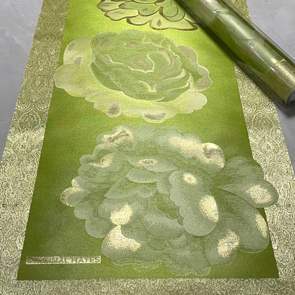 

3D Flowers African Headtie Set -Vivi Green Sego Gele & Ipele 2PCS, Jacob Hayes Style Sego Fabric for Wedding 48cm x 218cm TX-5-6