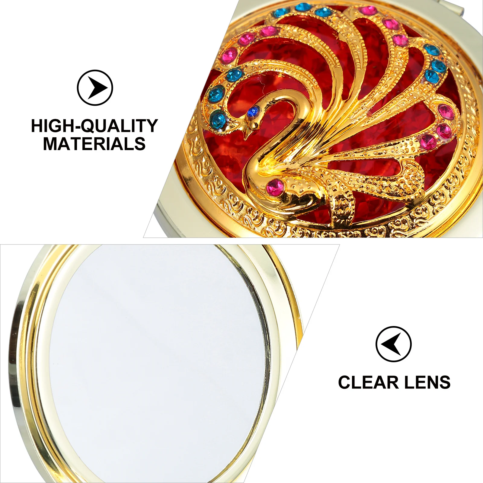 2 قطعة مرآة ماكياج المحمولة خفيفة الوزن قابلة للطي مدمجة مستديرة مزدوجة الجوانب مرآة جيب السفر المحمولة الرجعية جوفاء #1