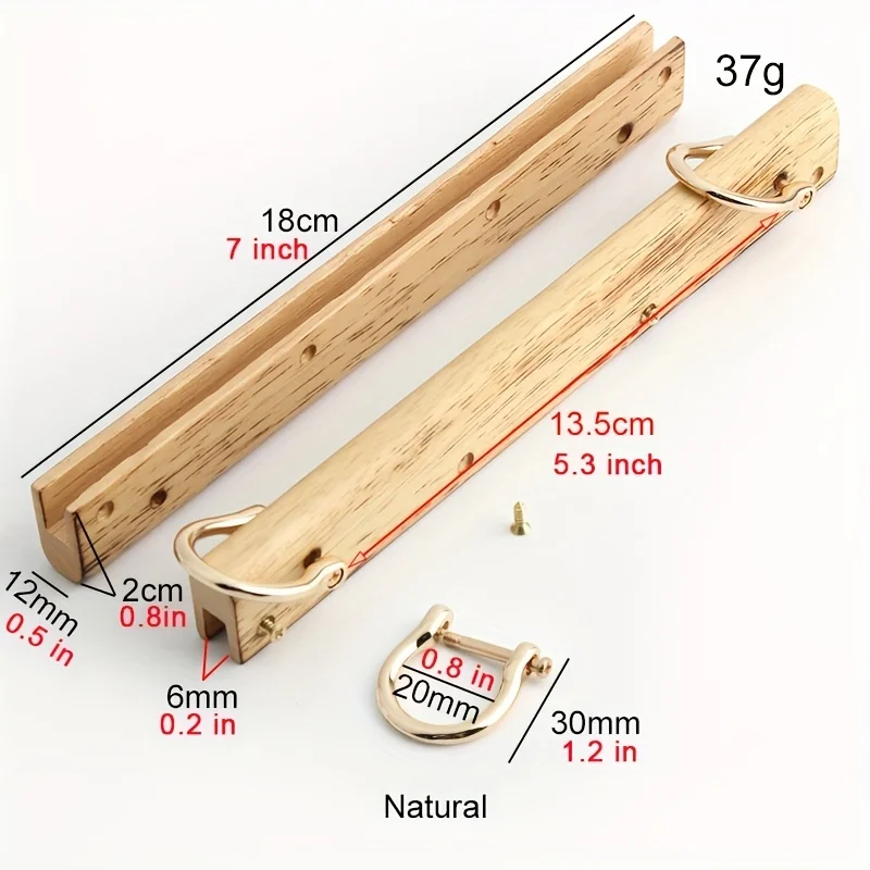 2PCS Wooden Bag Box Handle Decorative Diy Classic Bags Accessories Handbag Tote Handcrafted Replacement Making Tool