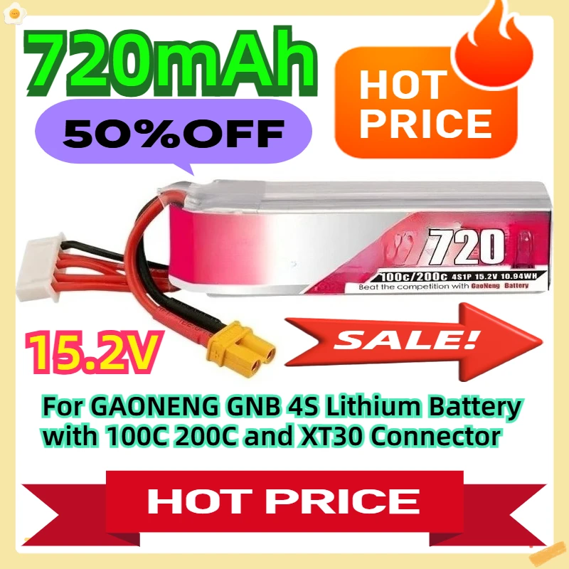 

720mAh 15.2V For GAONENG GNB 4S Lithium Battery with 100C 200C and XT30 Connector