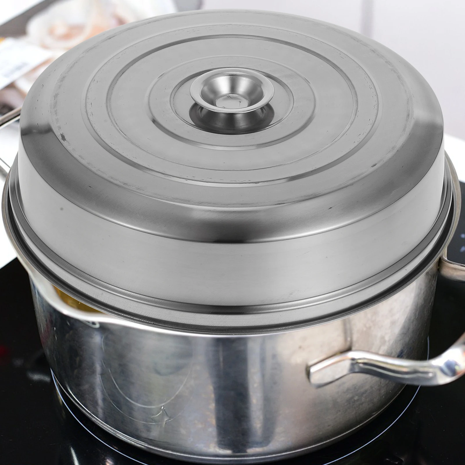 

Universal Stainless Steel Steamer Cover Lid With Handle Kitchen Accessory Griddle Replacement Dome Pot Protective Plate Melting
