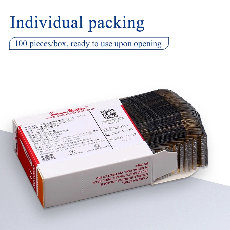 ใบมีดศัลยกรรมตาสองชั้นแบบใช้แล้วทิ้งสแตนเลสเบอร์ 11 และเบอร์ 15 เครื่องมือซ่อมแซมฟิล์มโทรศัพท์มือถือ