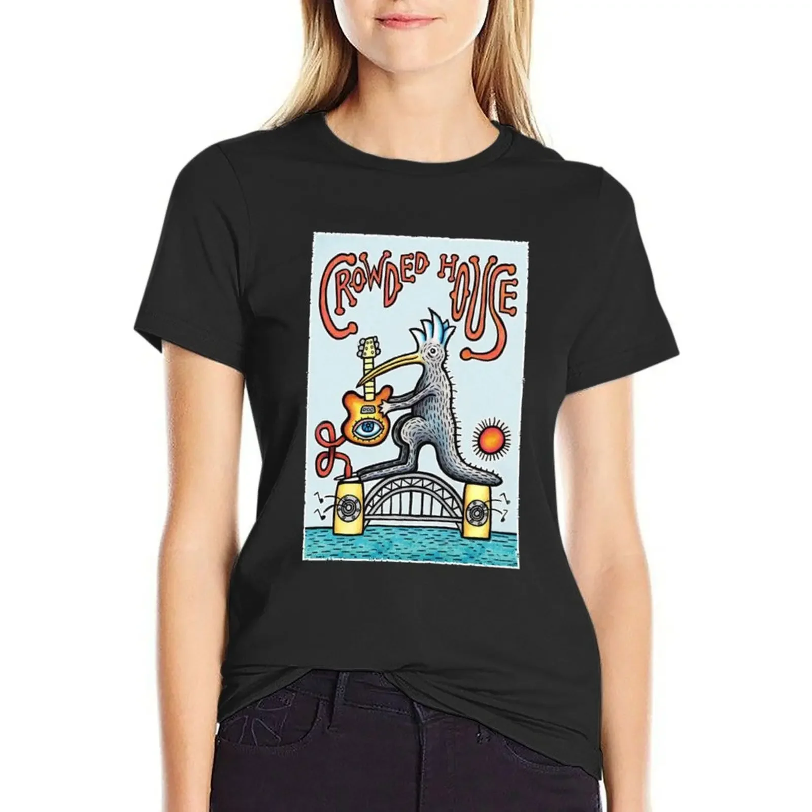 CROWDED HOUSE MERCH T-Shirt Short sleeve tee sports fans Women's cotton t-shirt