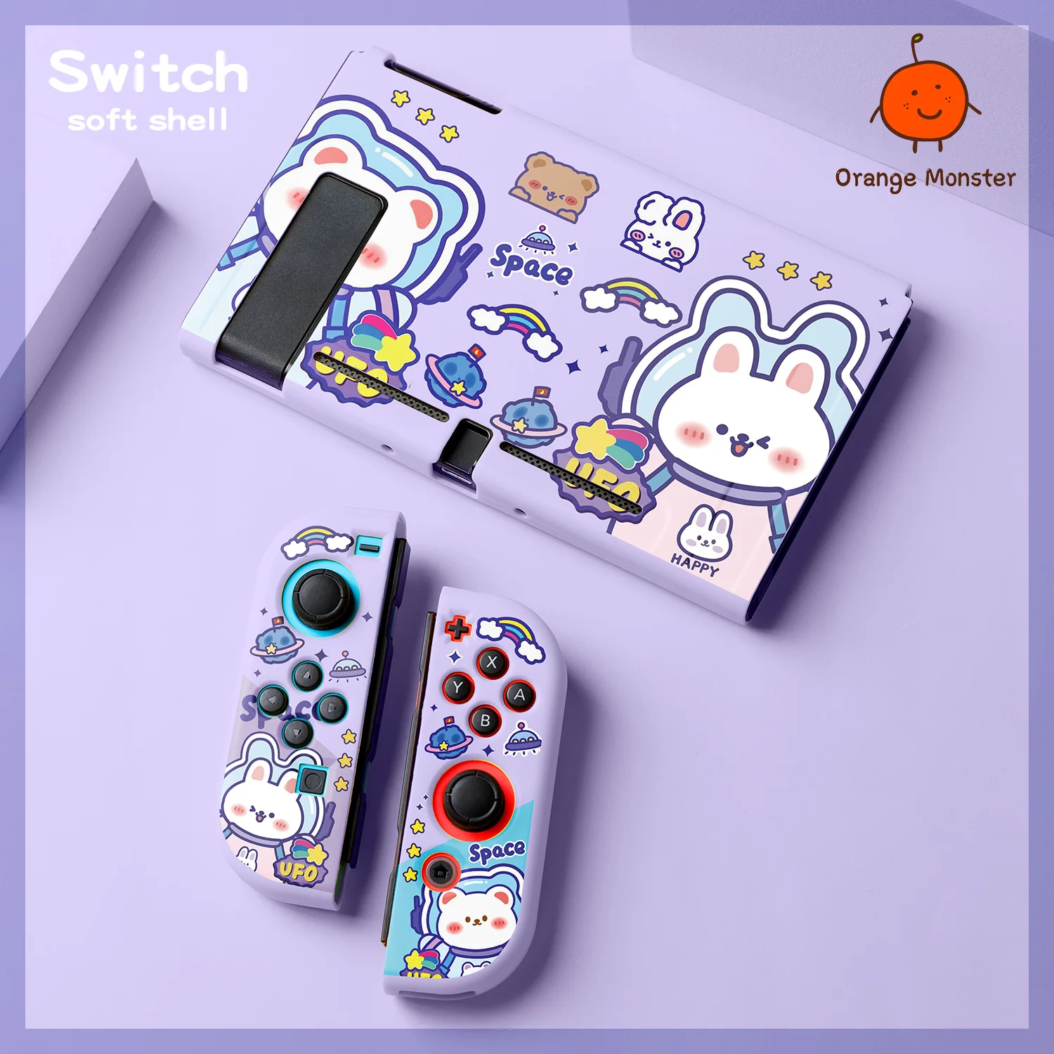 Cute Soft Carrying Protective Case Cartoon Bear Rabbit Pattern Compatiable For Nintendo Switch Joy-con Decorative Cover Kid Gift