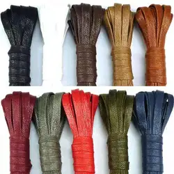 Men and Women Waxed shoelaces, flat 0.7cm wide, leather casual leather boots, high-top leather shoelace