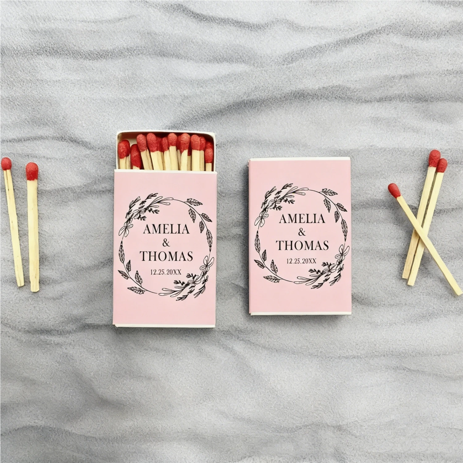 

Персонализированные свадебные спичечные коробки, индивидуальные безопасные спички для элегантных свадебных подарков