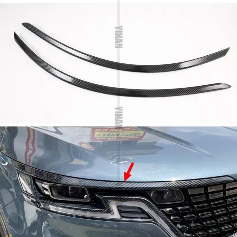 for Kia Carnival Sedona KA4 2021 2022 headlight eyebrow ABS cover carbon fiber pattern decoration modification cover