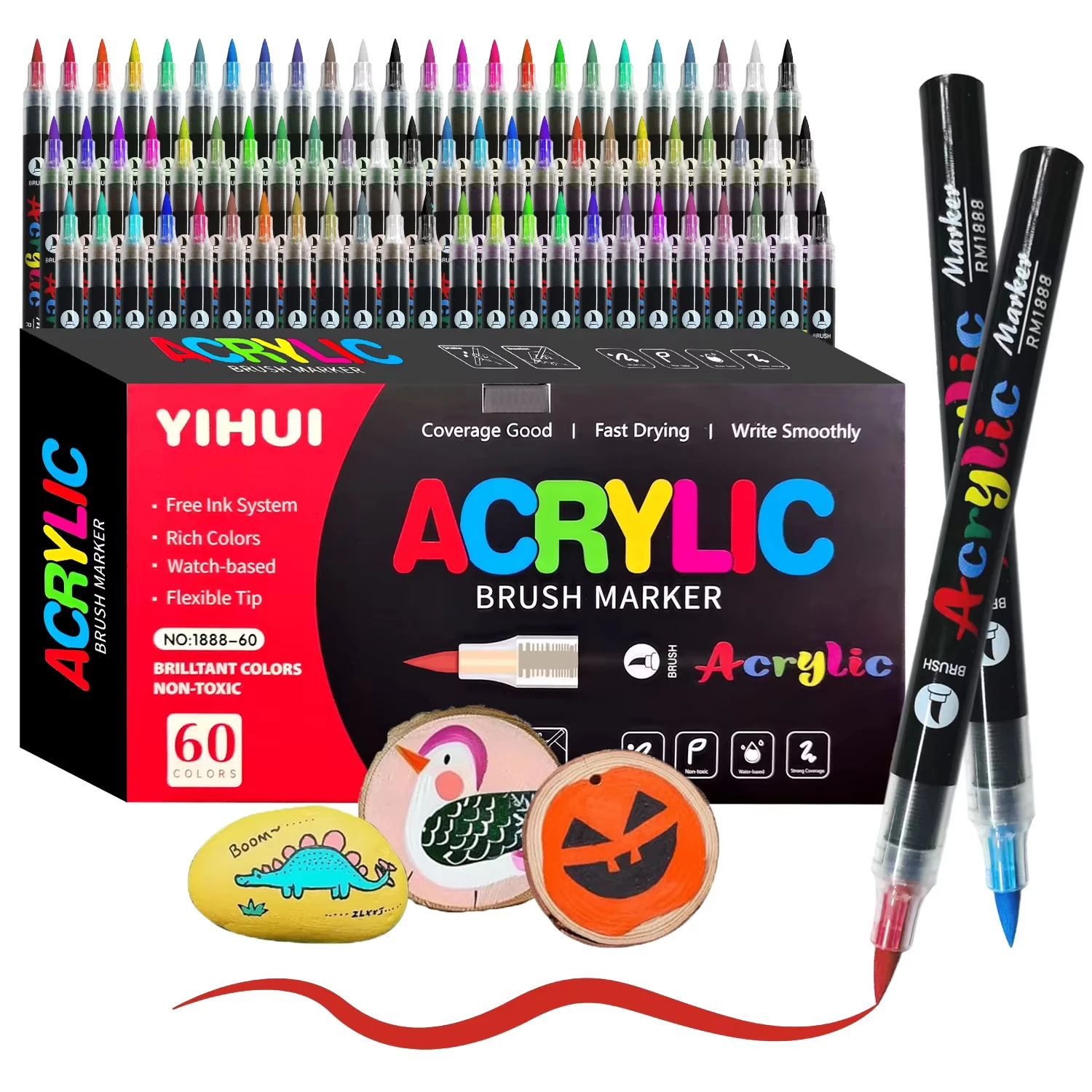 

Children's Marker Pen Set - 12/24/36/48/60 Colors Opaque Artistic Graffiti Multi-Coloring Drawing Gift Set for Kids