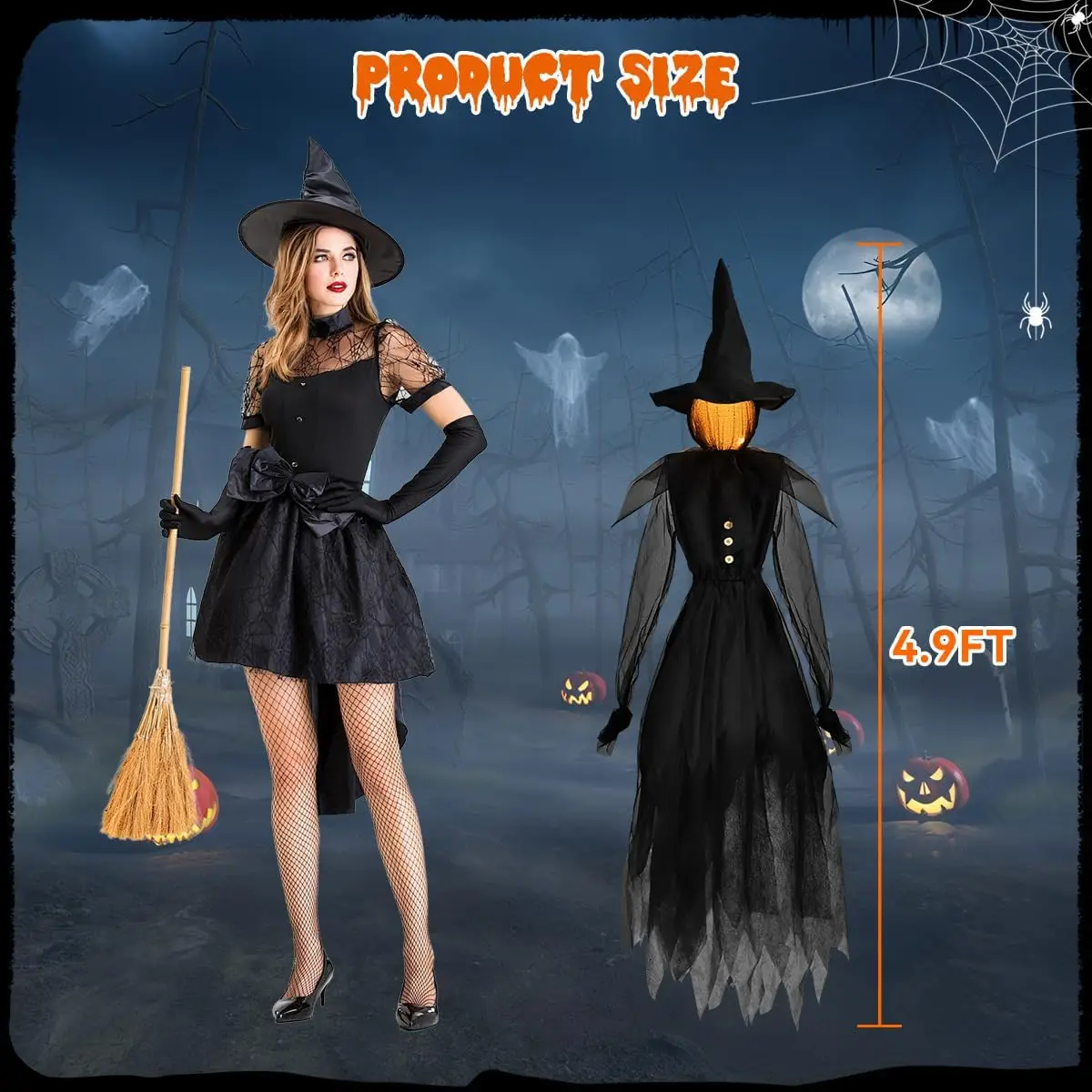 Halloween Outdoor Glowing Witch Decorations Three Heads