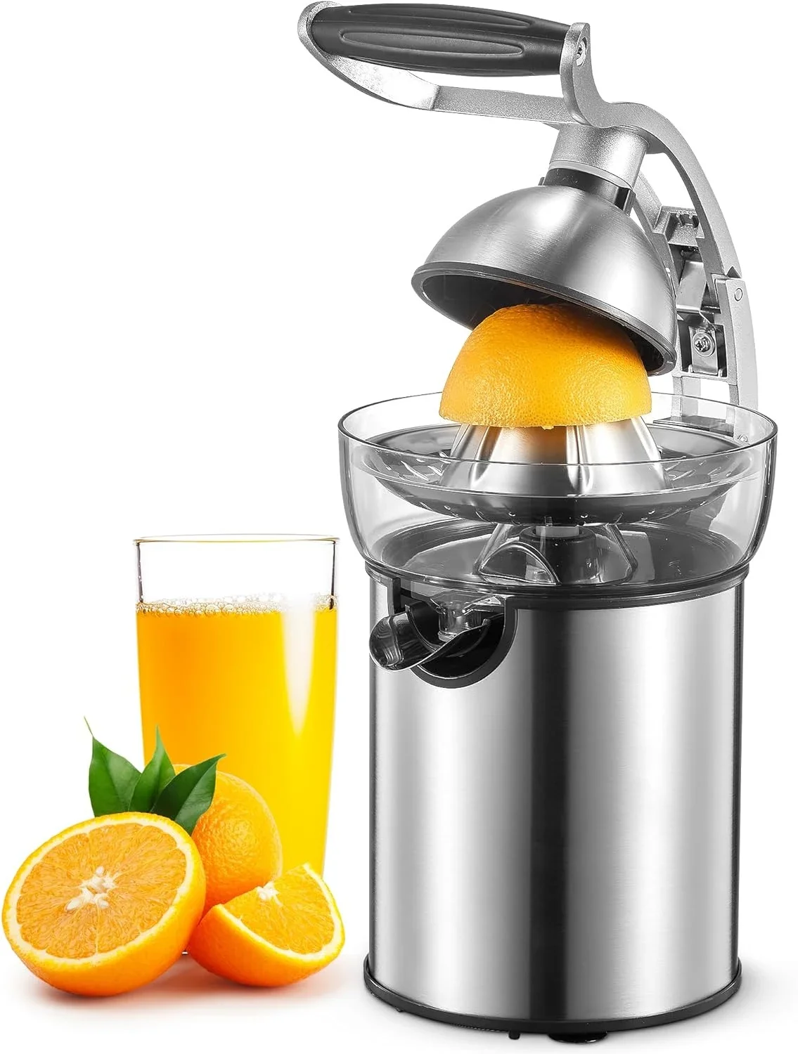 

Easy to Clean Citrus Juicer Squeezer with Anti-Drip Spout, Rubber Handle, and Two Size Cones - Perfect for Oranges, Lemons, and