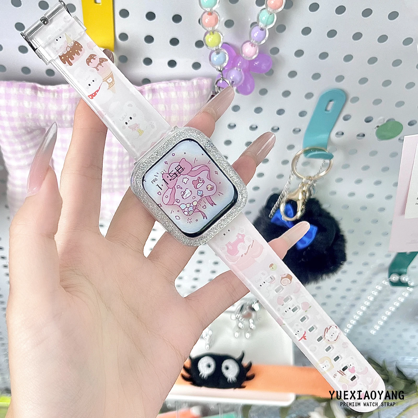 

MINISO Animal transparent printed watch strap for Apple Watch11 10 9 8 7 Band Replaceable Bracelet for iWatch 42mm 41mm 40mm