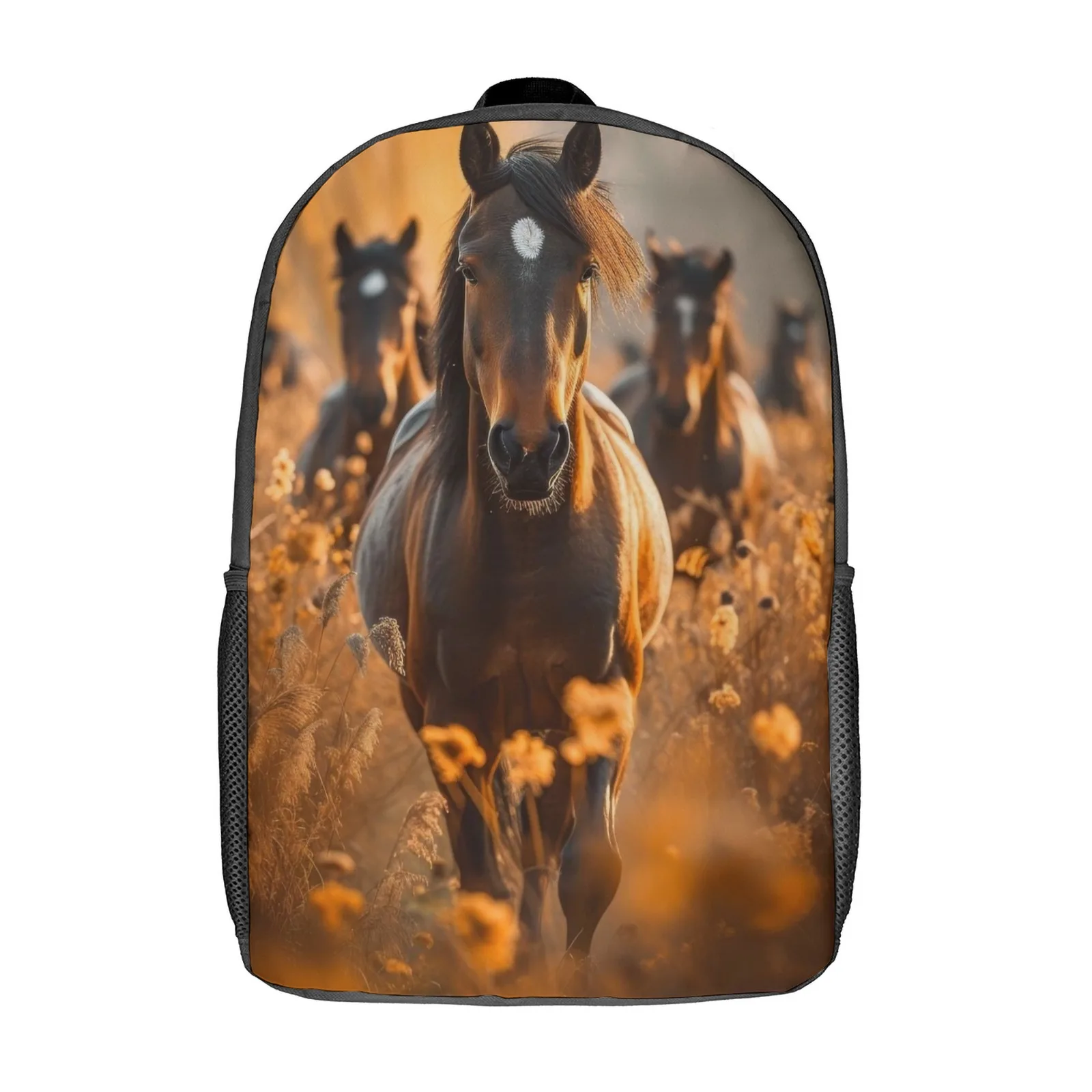 Zaino per cavalli Borsa per libri stampata Materiale scolastico carino Borsa per zaino scolastico da 17 pollici