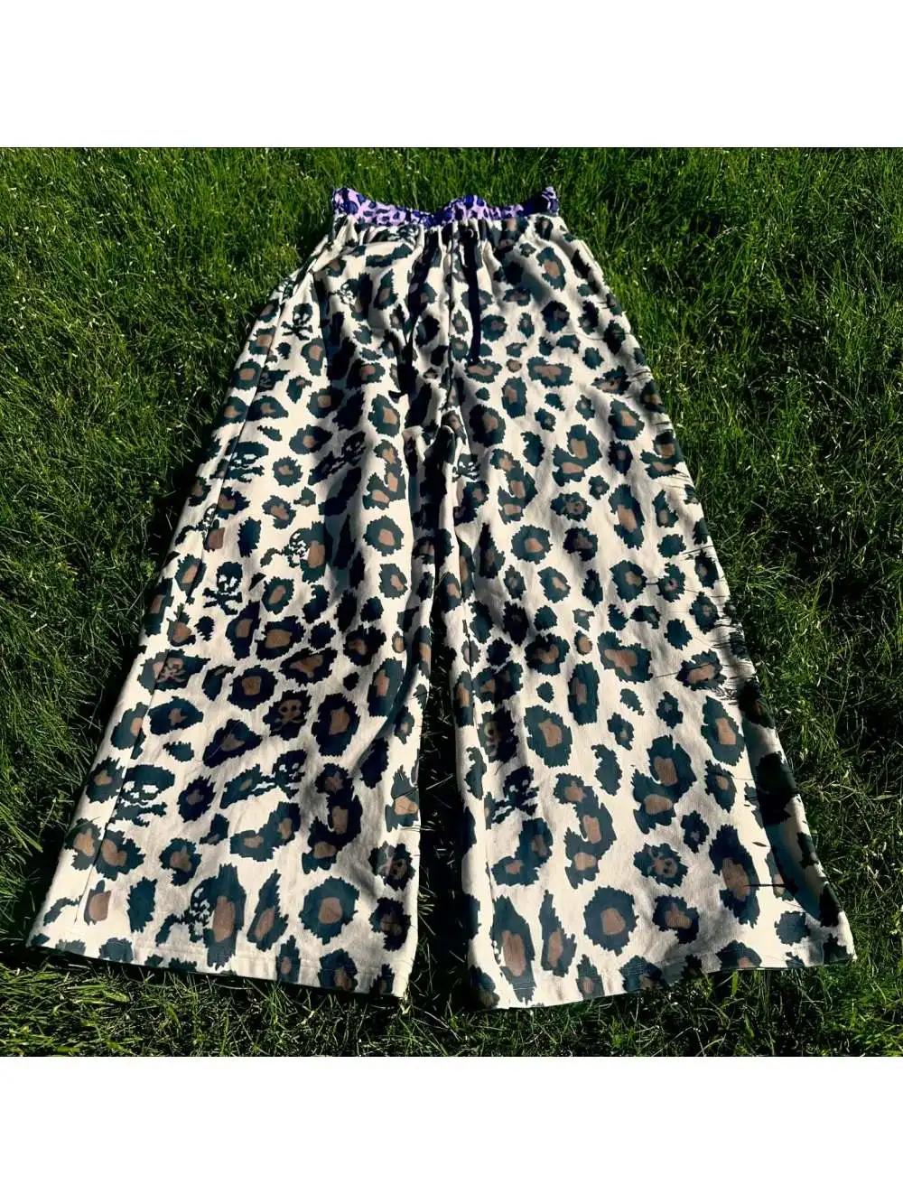 Europeu e americano 2025 novo elegante e personalizado casual leopardo impressão perna reta calças de perna dupla