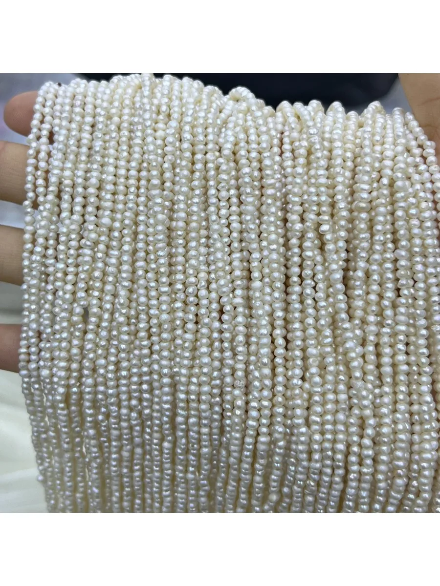 1,8-2 mm AA natuurlijke zoetwater kleine nabij ronde kraal parel geïsoleerde sieraden maken DIY ketting armband accessoires bruiloft vrouwen - afbeelding 2