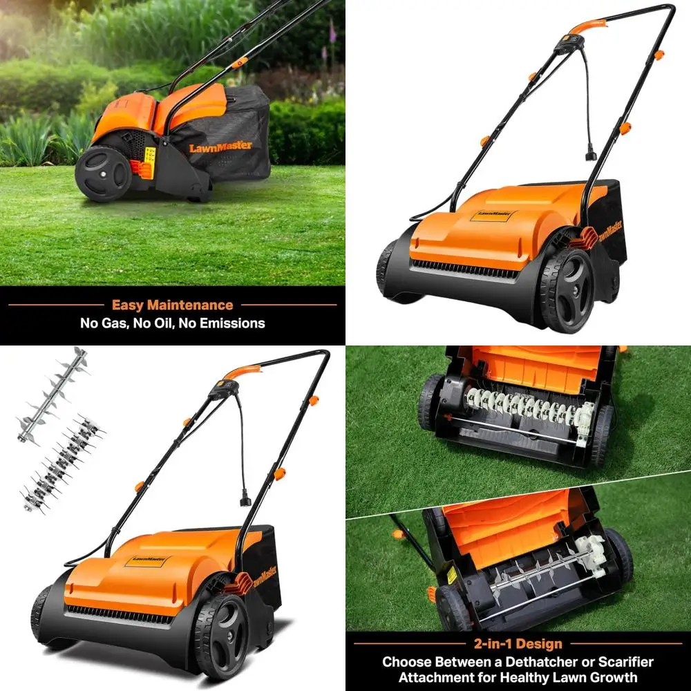 

13-дюймовый электрический скарификатор и декатер с мощностью 12 А для ухода за газоном