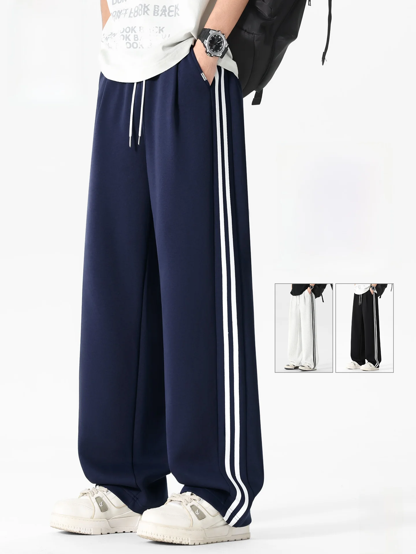 

Весенние повседневные свободные мужские брюки прямого кроя в американском спортивном стиле, уличные модные брюки для мужчин