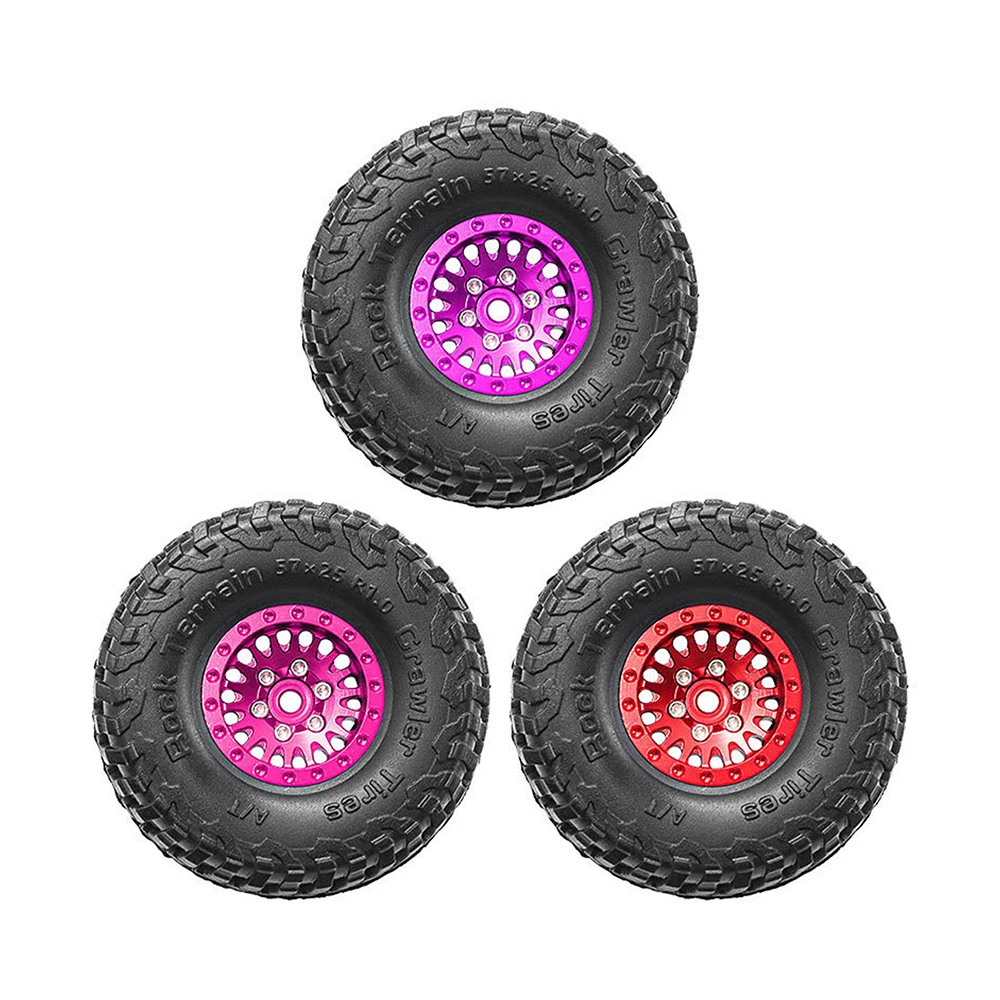 1.0in Aluminum Alloy Wheel Hub + Rubber Tire D277 for 1/18 1/24 SCX24 AX24 TRX4M Tyre RC Car Spart Parts Accessories