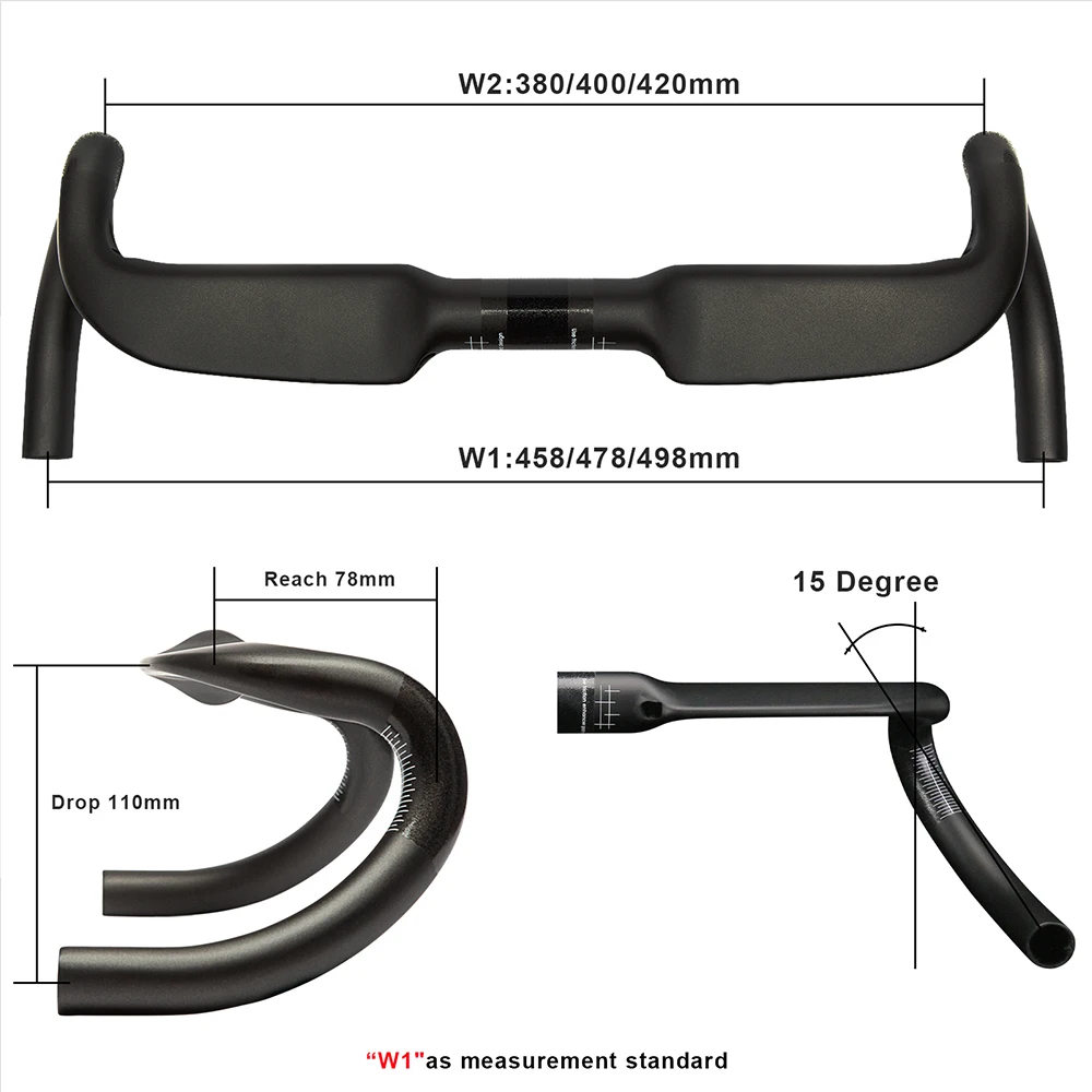 Gravel handlebar,Carbon Drop Speed Handle Bar 31.8 Inner Routing Aero Wing Shape Outward Angle 15°Racing Bike Handlebars