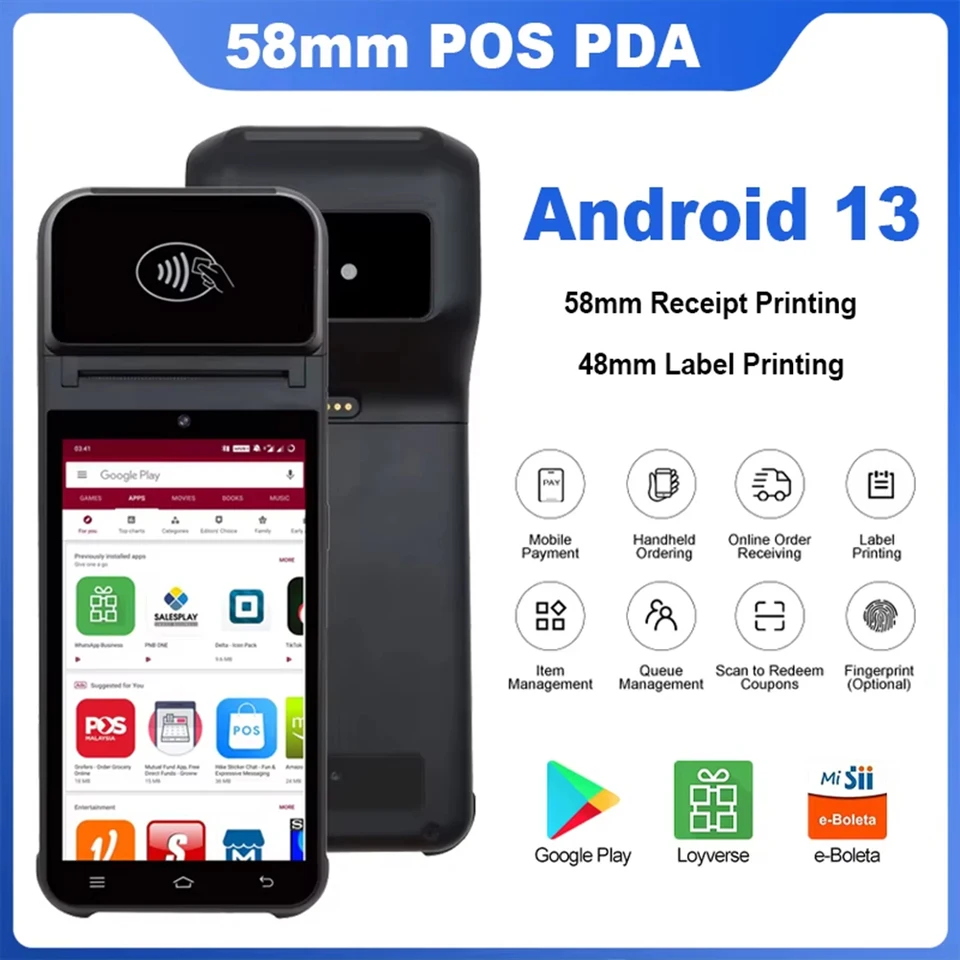 Z92 Android 13 Handheld Payment Terminal PDA Portable 58mm Thermal