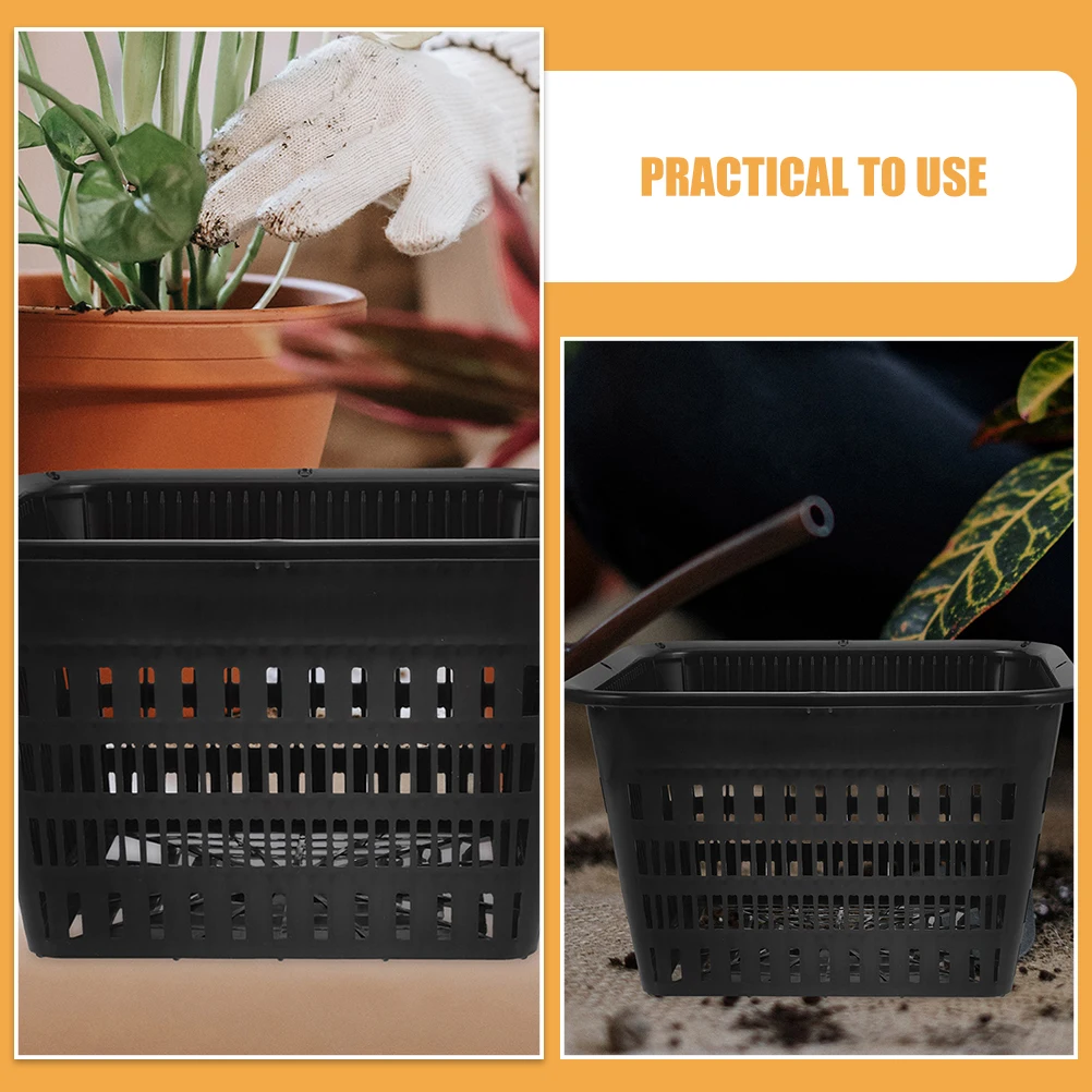 

6 Pcs Planting Basket Hydroponic Planter Black Plastic Net Cup Clear Pots Balcony Garden Terrace Safe Durable Home Use