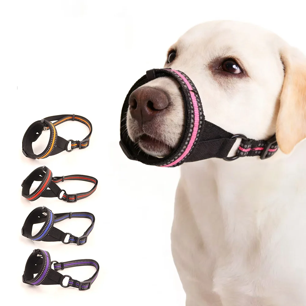 Zhenjia Outdoor Breathable Dog Muzzle Anti Random Biting, Anti Barking, Drinkable Dog Mouth Cover, Reflective Dog Muzzle