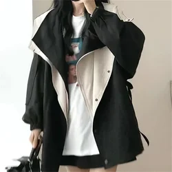 Versione coreana della giacca Trench di media lunghezza in vita 2023 nuovi vestiti autunnali primaverili da donna di fascia alta cappotto allentato per il tempo libero